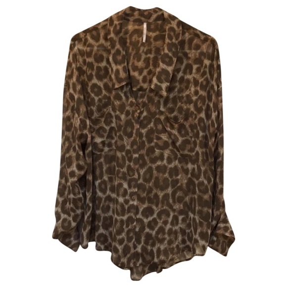 Free People Animal Print Button Down Shirt - Picture 6 of 8